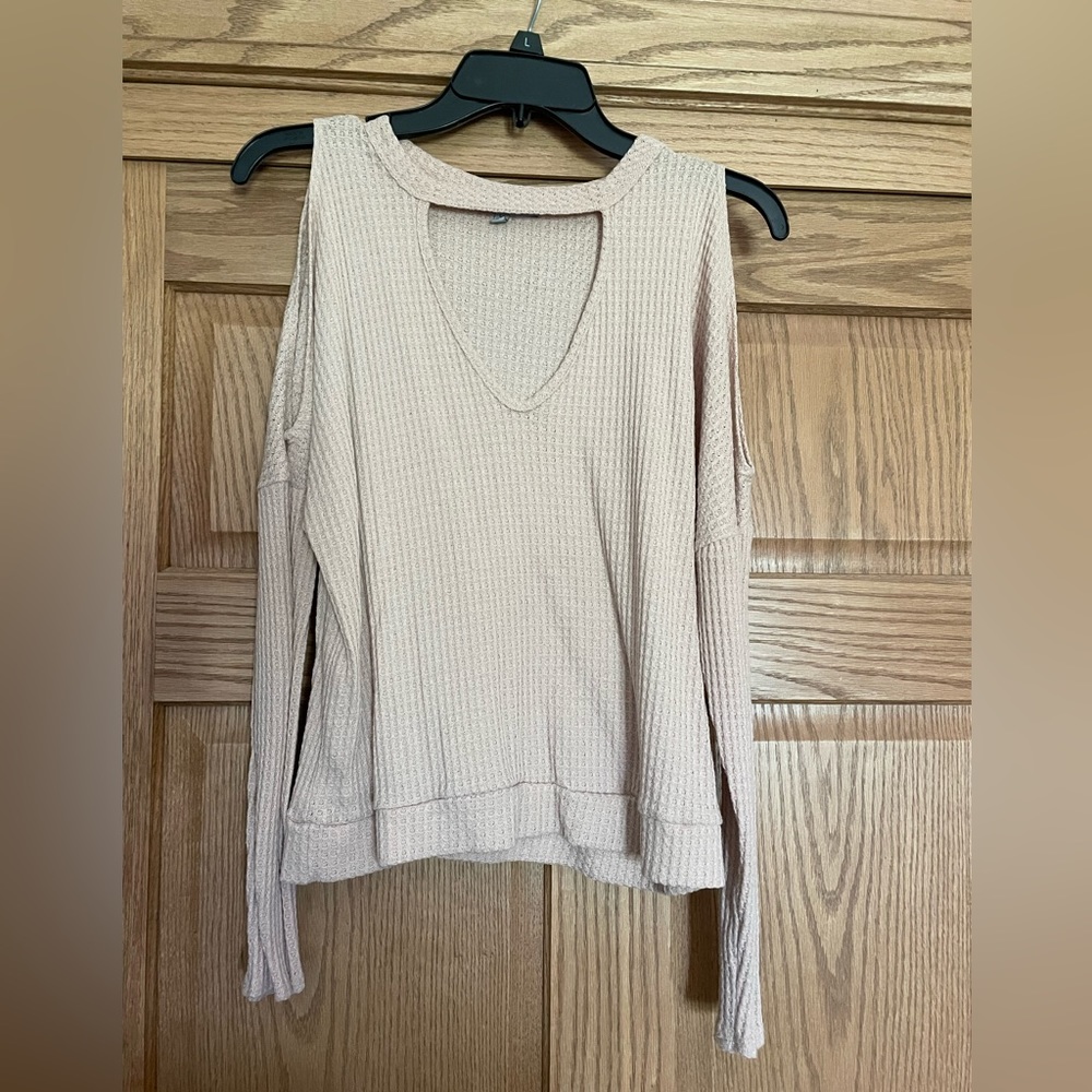 Light Pink Open Shoulder Shirt